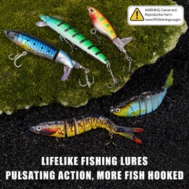 THKFISH Fishing Lures Kit with Multi Jointed Swimbaits Surface Popper Crankbaits Pencil Minnow Frog, 28pcs Topwater Trout Bass Fishing Tackle Gift Set for Saltwater Freshwater