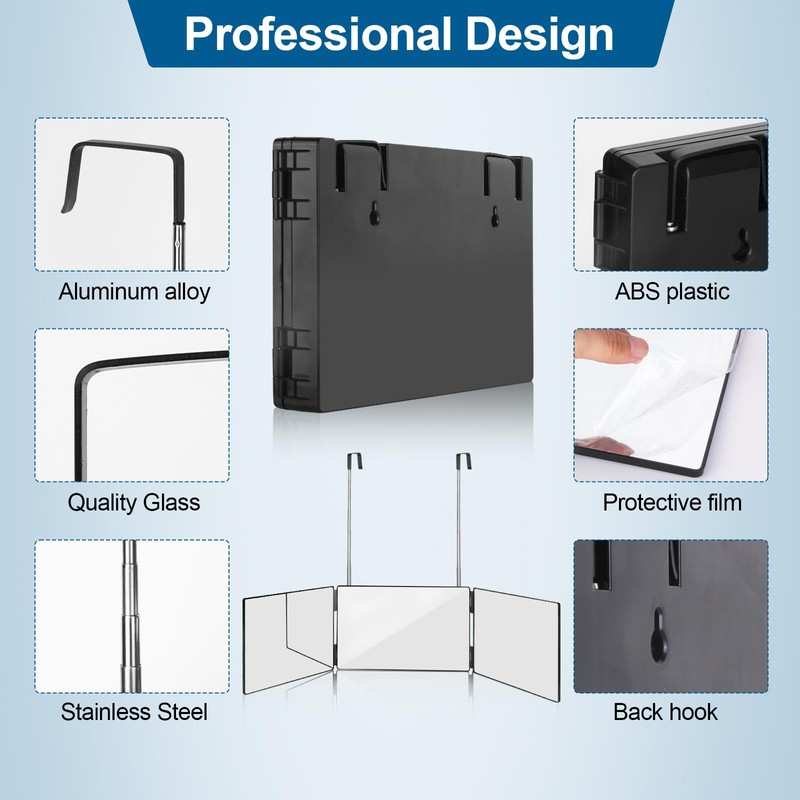 Wentoma 360° Viewing Mirror for Hair Cutting and Styling, Adjustable