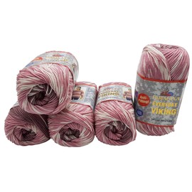 5 x 100 g Everyday Viking Antipilling Wool with Colour Gradient, 500 g Knitting Wool with Anti-Pilling Effect, Multicoloured, Norwegian Pattern (Dusky Pink, Pink, White 70517)