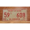 1980 ALABAMA License Plate Heart of Dixie antique vintage auto