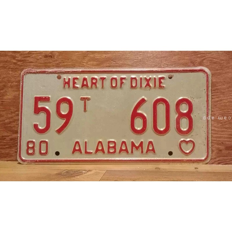 1980 ALABAMA License Plate Heart of Dixie antique vintage auto
