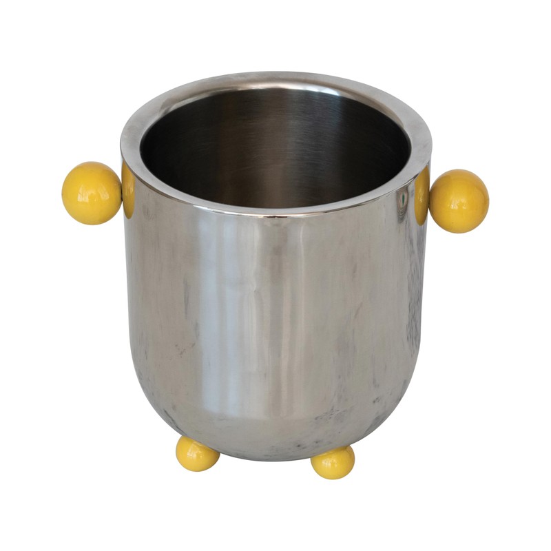 Creative Co-Op Stainless Steel Ice Bucket with Ball Handles and