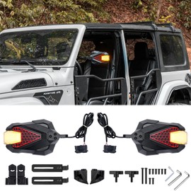 MAIKER Mirrors Doors Off with Light Compatible with Jeep Wrangler JL Gladiator JT 2024-2025, Wrangler JL Side View Mirror, Wider View Mirrors Doors Off No Shaking