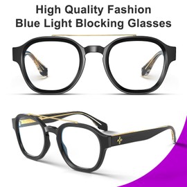 VISOONE Retro Round Anti Eyestrain Metal Medium Eyewear Blue Light Blocking Glasses for Computer Gaming Women Man SANFORD