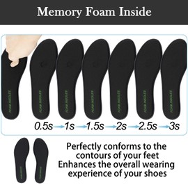 Endoto Memory Foam Insoles for Skechers Shoes, Upgraded Replacement Thick Inserts for Skecher Sneakers, Cushioned Inner Soles for Men & Women Comfort(Color:Upgrade-Black+Beige,Size:US Men11-EU45)