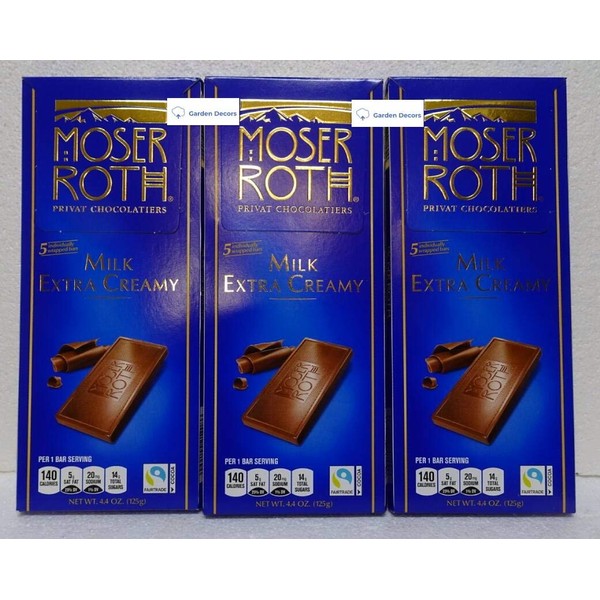Moser Roth Privat German Chocolate Milk Extra Creamy 4.4oz 125g (3 Bars)