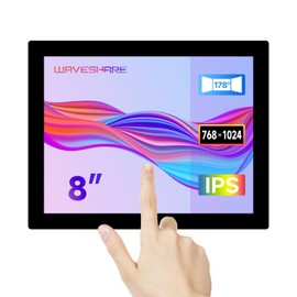 Waveshare 8inch Capacitive Touch Display, 8inch Monitor, 768x1024, Toughened Glass Panel, HDMI Interface, IPS Panel, 1~10-Point Touch, for Raspberry Pi/Jetson Series Board/PC Windows 11/10/ 8.1/8/7