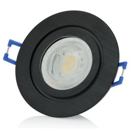 sweet-led, IP44 Aluminium Frame, Bathroom, Includes GU10 7W Warm White Bathroom, Recessed Light, Aluminium, Click Closure, Installation Frame IP44 Recessed Spotlight, Recessed Spotlight (1 x Black 7