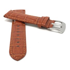 Bandini Extra Long (XL) 22mm Mens Italian Leather Watch Band Strap - Tan - Alligator Pattern