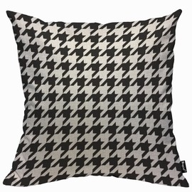 Mugod Black and White Houndstooth Cushion Cover Throw Pillow Covers Pillow Case for Men Women Decorative Home Sofa Chair Couch 45x45cm/18x18 Inch