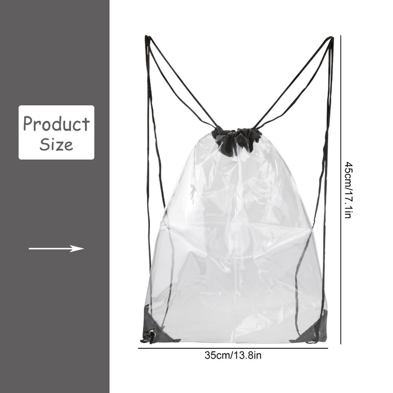Rumyve Drawstring Fitness Bag,PVC Clear Drawstring Bag,Waterproof Sports Backpack String