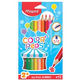 Maped Color'Peps Triangular Jumbo Colored Pencils, Assorted Colors, Pack of 12 (834010ZV)