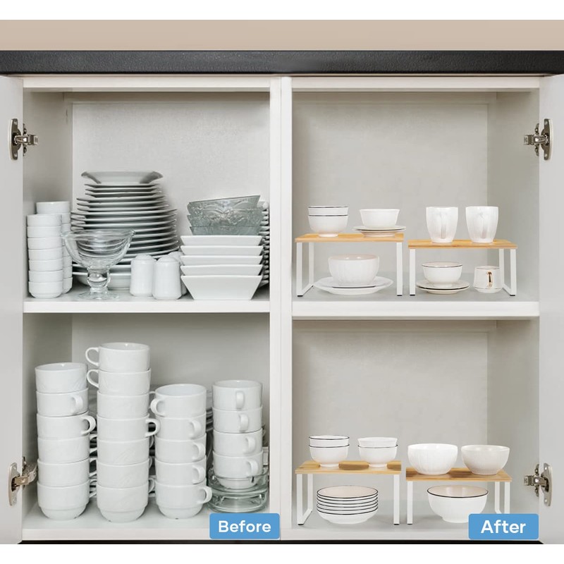 NEX Kitchen Cabinet and Counter Shelf Organizer, Stackable & Expandable,