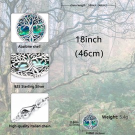 Tree of Life Necklace for Women,Sterling Silver Family Tree of Life Pendant with Abalone Shell