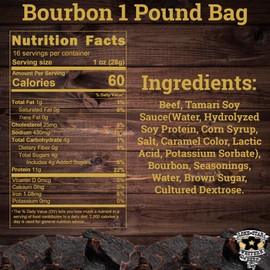 Lone Star Bourbon Flavored Beef Jerky - 1 Pound Resealable Bag - Hickory Smoked Handcrafted Flavor - High Protein Healthy Meat Snack