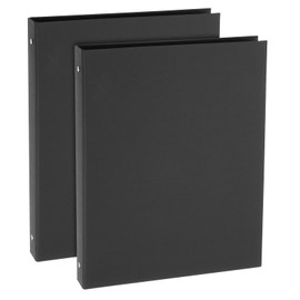 PATIKIL A4 Binder Cover, 2 Pcs 4 Round Ring Binder Protector Kraft Paper Binder Shell Hardcover for Meeting Notebook Folder, Black