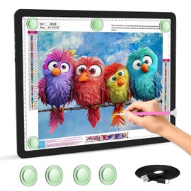 Rechargeable A3 Light Pad with Carry Bag, High-Brightness Tracing Light Box with 6 Levels of Brightness, Side Physical Buttons & 3 Colors, Wireless Light Board for Diamond Painting, Drawing, Sketching