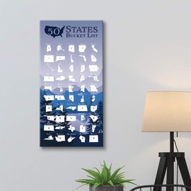 50 States Bucket List Tracker - Gallery Wrapped - Pin Your Quest To Visit All 50 States - 10 inches x 20 inches States Checklist - US States Bucket List