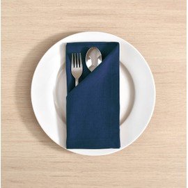 Fingercraft Dinner Cloth Napkins, Cotton Linen Blend Fabric 12 Pack Easter Special Premium Quality, Mitered Corners for Every Day Use Napkins are Pre Shrunk and Good Absorbency Navy Blue