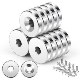 Wzone 15x3mm Small Magnets with Hole 15PCS Mini Strong Magnets for Magnetic Plate, Kitchen, Refrigerator and Tool Room