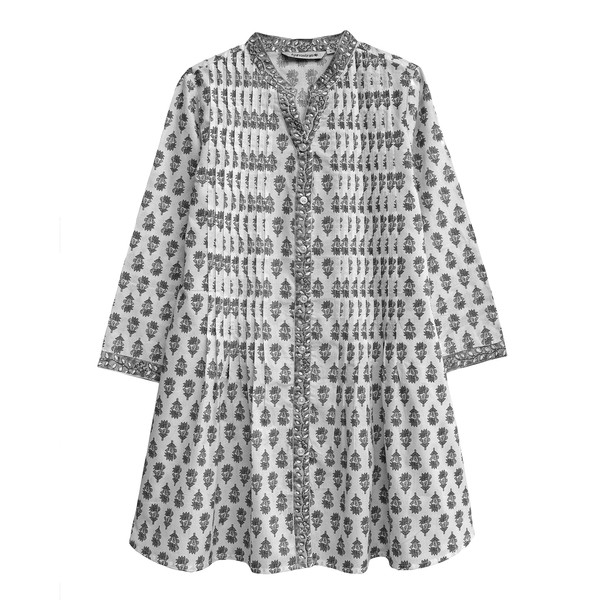 Juno Pure Cotton Printed Front Pleated Tunic Top Kurti Blouse,