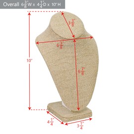 Ikee Design 2 Pcs Linen Necklace Chain Jewelry Bust Display Holder Stand, Necklaces Display Mannequin, Jewelry Bust Stand, 6 3/8 W x 4 1/4 D x 10 H in