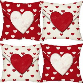 Yssreey Valentine's Day Pillow Covers 18x18 Inch Love Heart Throw Pillow case for Sofa Valentine's Day Holiday Farmhouse Decor (2)