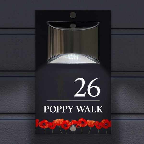 Custom Signs Solar Illuminated Modern Anthracite House Number Sign 24cm