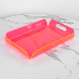 Neon Pink Acrylic Tray 15x10.2 Inches - Bold and Bright Serving Tray for Kitchen, Parties, and Home Organization - Durable and Stylish
