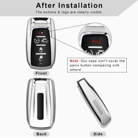 Teenpull for RAM Key Fob Cover with Keychain Clip Soft TPU Key Case Compatible with 2019 2020 2021 2022 2023 2024 Dodge Ram 1500 2500 3500 4500 5500 Smart Remote Accessories (Silver)