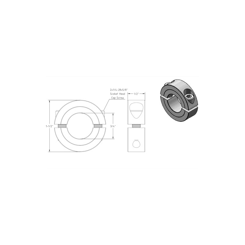 AZSSMUK Bore 3/4'' Double Split Shaft Collar Stainless Steel Lock