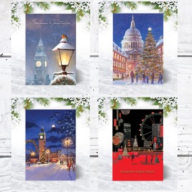 Olivia Samuel Pack of 10 Premium London Christmas Cards from A5 Standard Size with Peel and Seal Envelopes