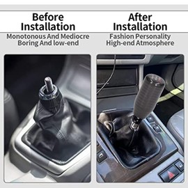 Yctze - Pomos de cambio de palanca de cambios de fibra de carbono, 5 engranajes, color negro, comfor para coche, perilla de cambio manual de coche, perilla de cambio manual de fibra de carbono, 5