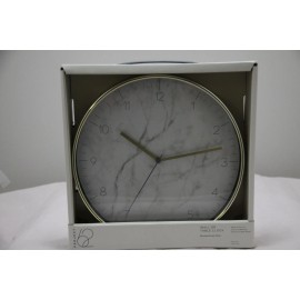Project 62 Round Wall Clock | Brass Frame w Marble Face | 10"x10"x1.75" | NWT-K4