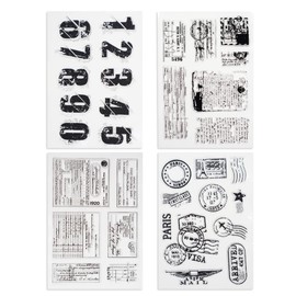 Modixun 4 Themes 34Pcs Clear Stamps, Retro Rubber Clear Stamp, Transparent Silicone Clear Stamps Seal for DIY Scrapbooking Card Making Decoration, Style A
