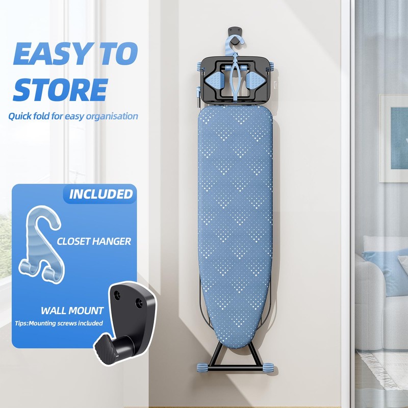 KINGBOARD Ironing Board, Compact Iron Board Full Size with Extra