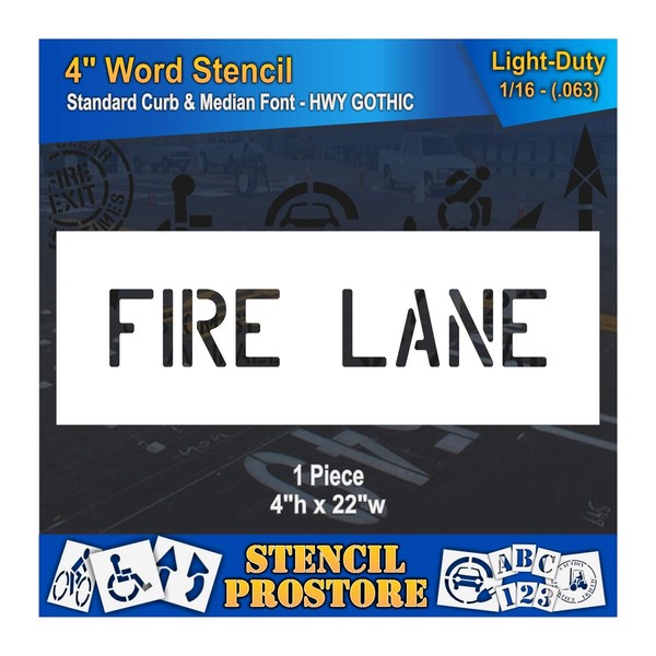 Curb and Median Stencils - 4 inch FIRE LANE Stencil