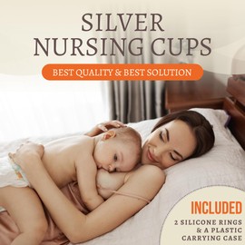 Silvercuppa® The Original Silver Nursing Cups | Nipple Shields for Nursing Newborn Breastfeeding with Soft Silicone Ring & Carrying Case | 925 Silver | Newborn Essentials Must Haves (X-Large)