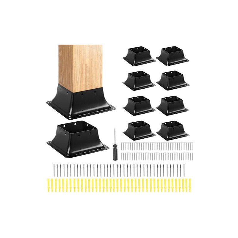 4x4 Post Base 10 Pcs, Inner Size 3.7"x3.7", Heavy Duty