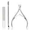 LKCCTK 3PCS Stainless Steel Cuticle Nipper Pusher Nail File Self