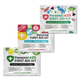 3 x Portable Travel Size First Aid Kit | Perfect for Home, Office, Car, School, Business, Travel, Hiking, Hunting, and Outdoors (Green/Dinosaurs/Multi-Color)