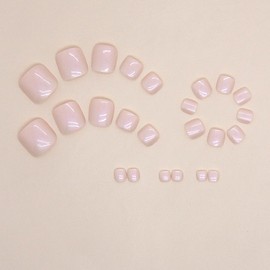 AkiliBIELY Pastel Pink Chrome Press on Toenails for Women Cute Holographic Toe Nail Press ons Fantasy Classy Shaped Press on Toe Nails Acrylic Full Cover Toe Press on Nails for Wedding Birthday