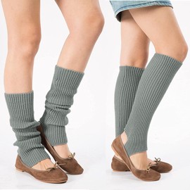 Women Yoga Socks Knitted Long Sports Leg Warmers Gym Fitness Dance Female Girls Daily Wear Workout Keep Warm Latin Dance, blue / grey