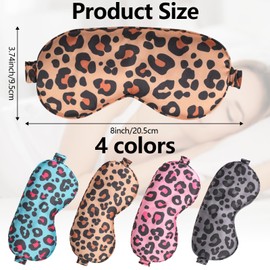 4 Pieces Sleep Eye Masks,Leopard Light Blocking Eye Cover Sleeping Mask,Soft and Comfortable Fabric,with Elastic Strap Adjustable Eyeshade Mask for Women Men for Travel,Nap,Home,Office,Yoga-leopard1