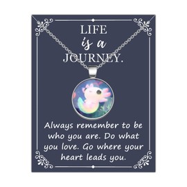 BAUNA Pink Axolotl Necklace Axolotl Lovers Jewelry Always Remember To Be Who You Are Jewelry Salamander Gift (Axolotl Necklace)