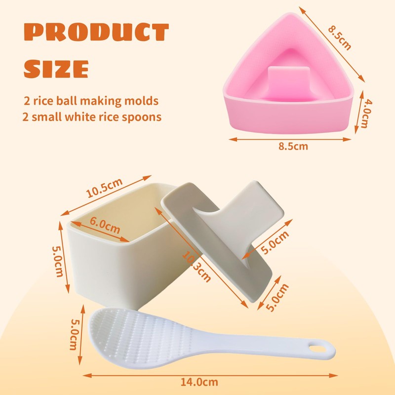 Auiremrti Pack of 2 onigiri moulds, beige rectangular onigiri maker,