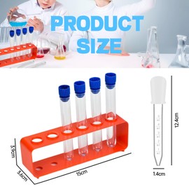 Biluer Pipette Children, 5 ml Test Tube Stand, Test Tubes with Stand, Pipettes, Pipette, Children Awaken Children's Interest in Science