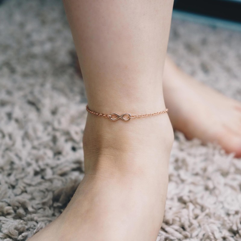 Philip Jones Rose Gold Plated Infinity Anklet with Zircondia® Crystals,