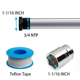 44" Aluminum Zinc Anode Rod, Eau Get Rid of Rotten Egg Smelling Flexible Water Heater Anode Rod for GE, Rheem, Reliance,Kenmore Water Heater Including 27mm Hex Socket Tool and Teflon