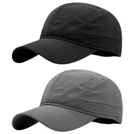 COOLSOME Quick Dry Hat 6 Panels Drawstring Unstructured Airy Breathable Daily Wear Short Brim Hat (US, Numeric, 7 1/2, 7 3/4, Black+Gray/L/Medium 8cm)